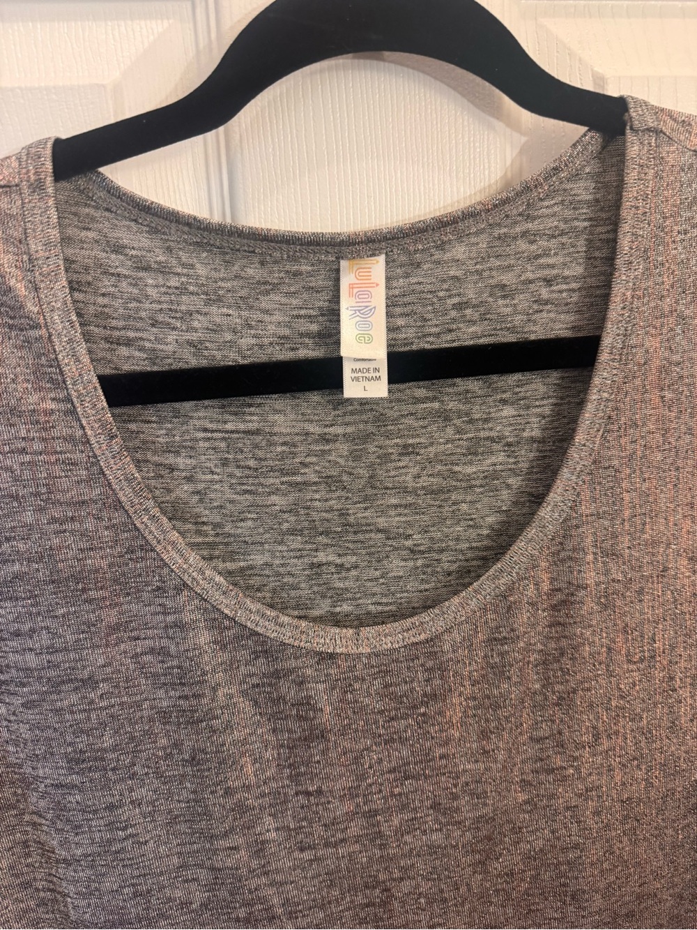 LuLaRoe Heathered Gray Scoop Neck Short Sleeve Top Sparkle Festive Concert
